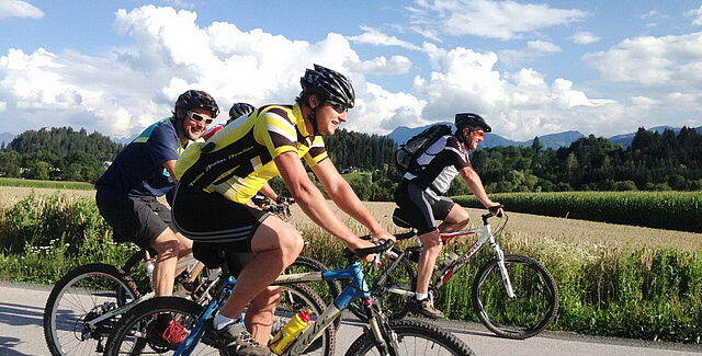 Aktivurlaub und Sommerurlaub in der Ferienanlage Forellenhof in Kärnten in Österreich. Fahrradfahren in der Gruppe